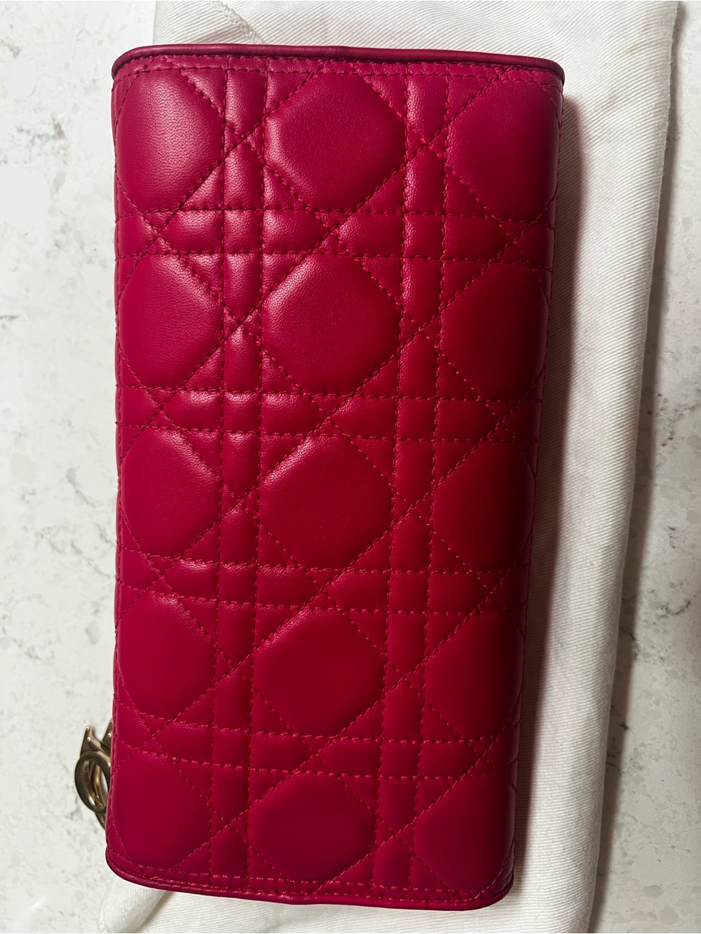 Dior Fuchsia Pink Quilted Leather Wallet on chain - Picture 6 of 10